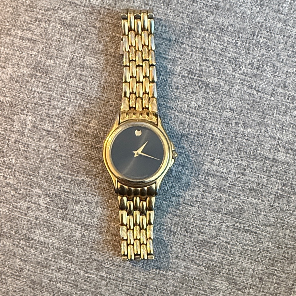 Movado Gold Watch with Black Dial